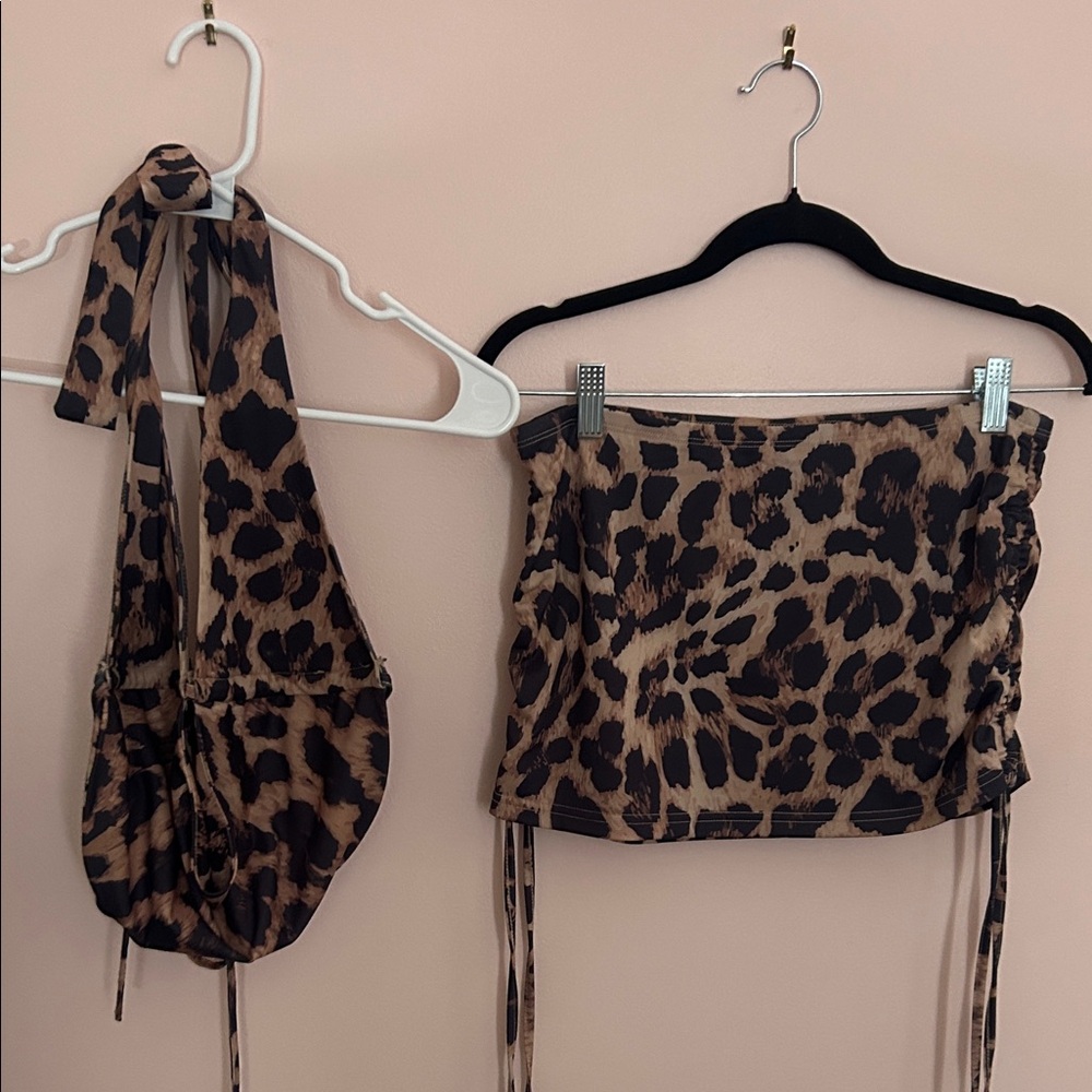 Edikted Leopard-Print Two-Piece Set in Brown and Black